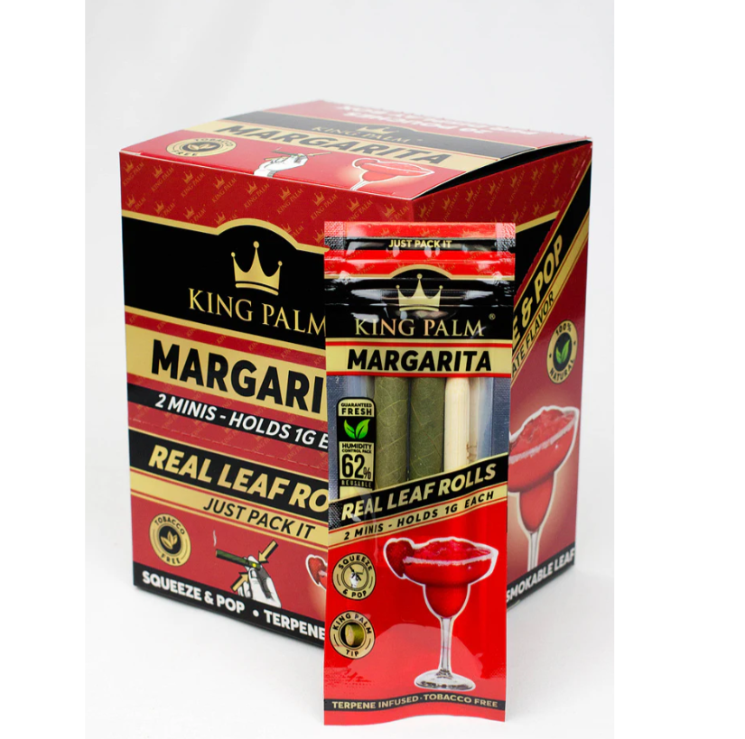 Large box of King Palm blunt wraps in margarita flavor