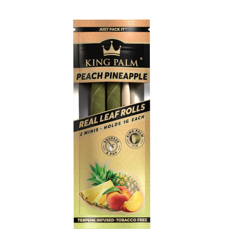 a single packet of king palm wraps peach pineapple flavor