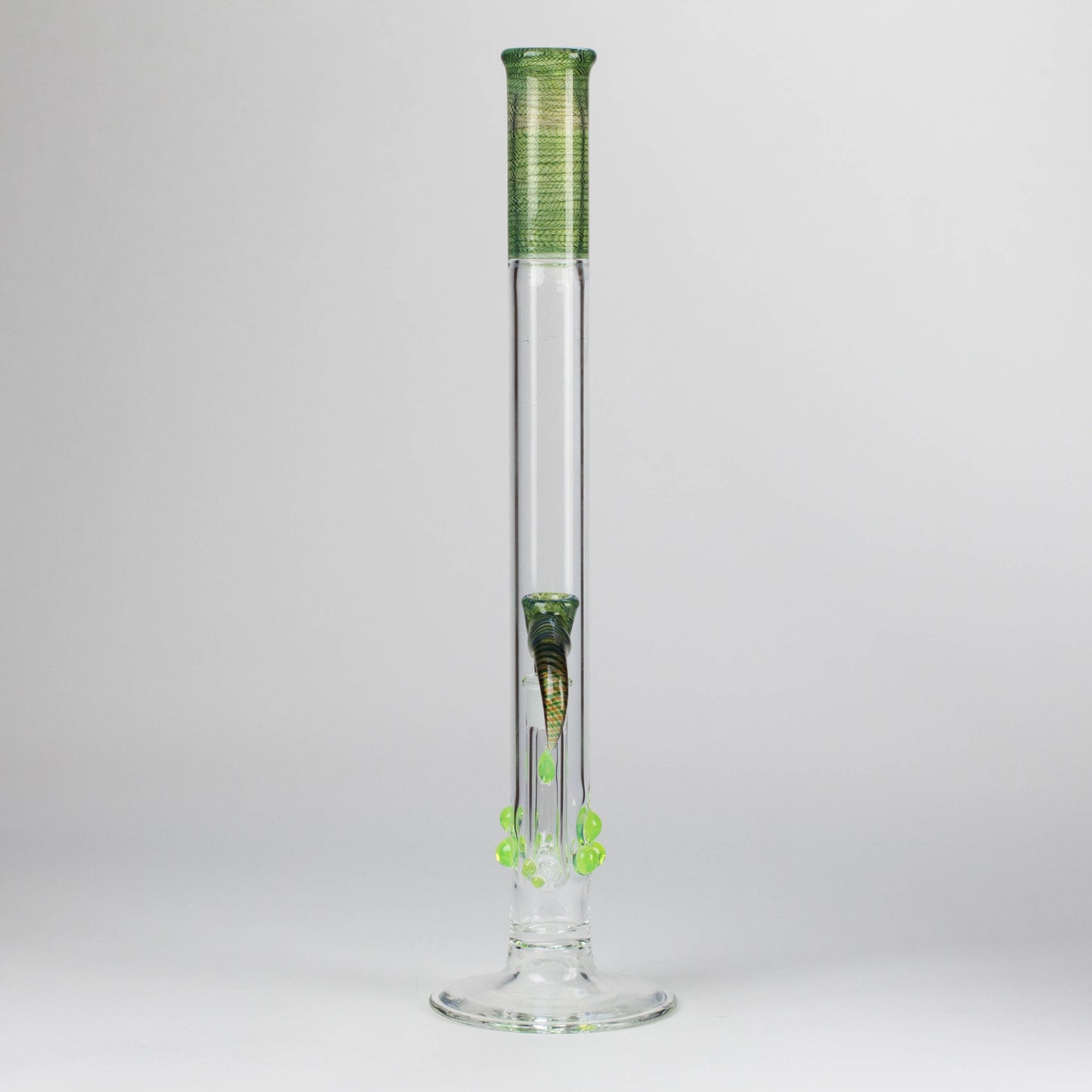 Shine Glassworks | 22 inch 38mm Straight Tube with Latticino mouthpiece and opal - Made in Canada