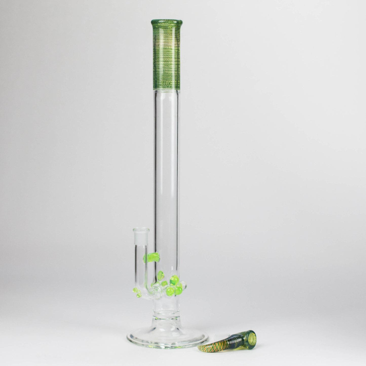 Shine Glassworks | 22 inch 38mm Straight Tube with Latticino mouthpiece and opal - Made in Canada