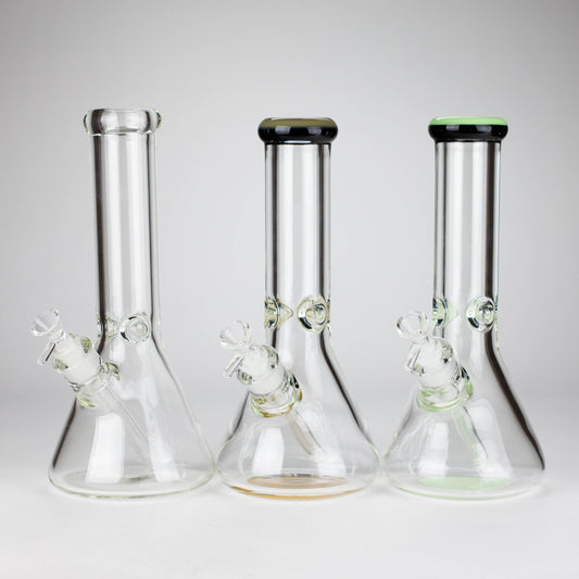 12" Classic Rim Beaker Bong – 9mm Thick Glass with 14mm Bowl Joint