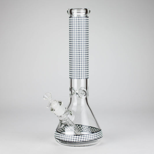 15" Grid Pattern Beaker Bong – Glow in the Dark