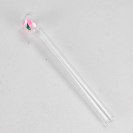 6" Clear Rose Oil Burner Pipe – Durable Glass – 8 Pack