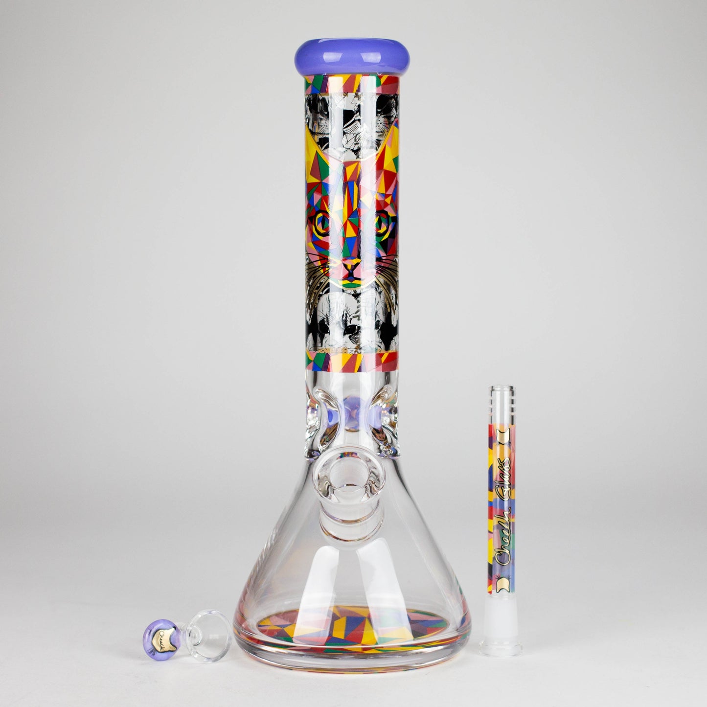 Cheech | 13″ Cat Decal Beaker Bong – CA-034