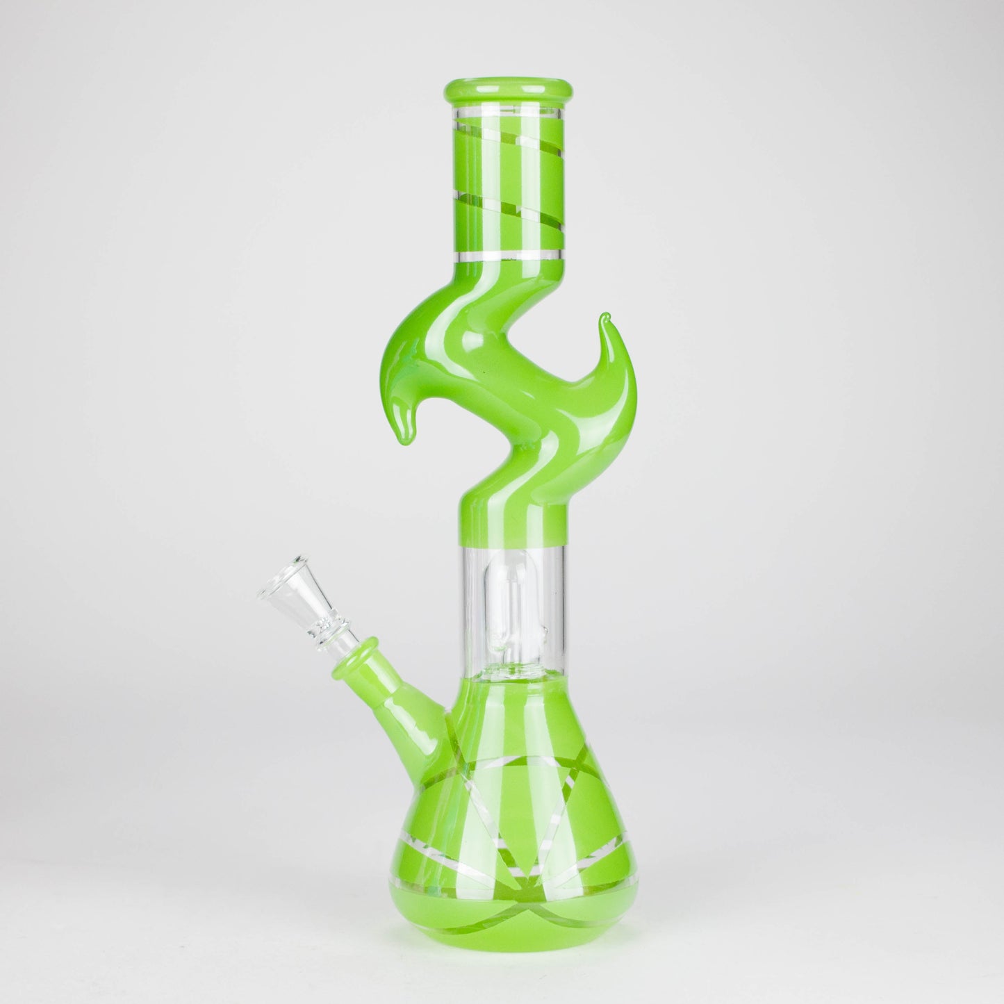 12" Zic-Zac Glass Water Pipe with Dome Percolator | Assorted Colors