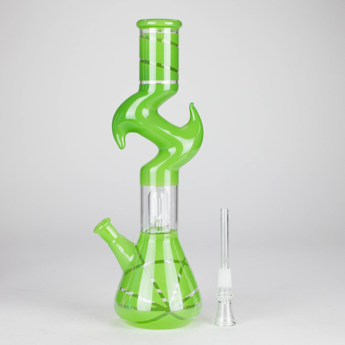 12" Zic-Zac Glass Water Pipe with Dome Percolator | Assorted Colors