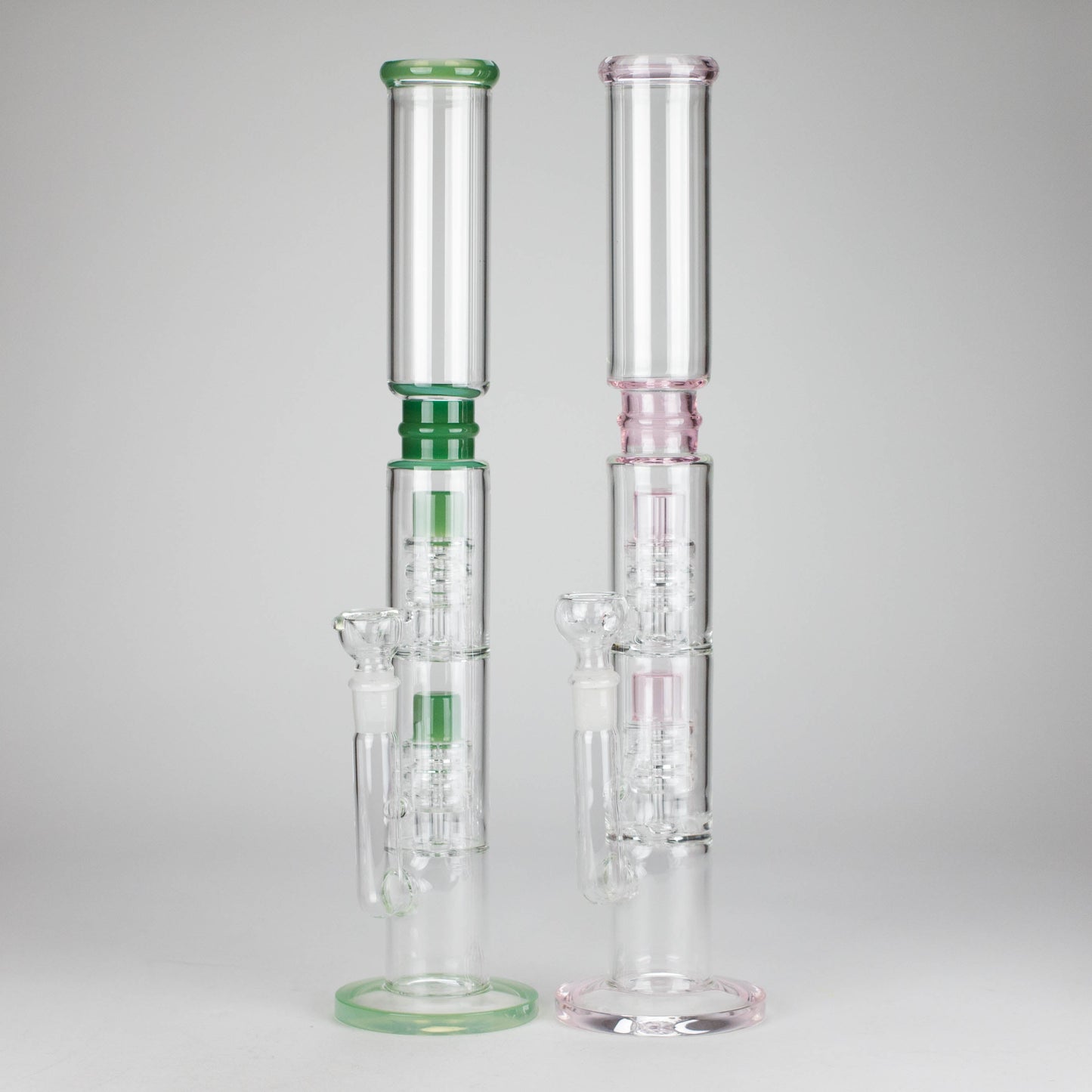 18" Straight Glass Water Pipe with Dual Percolator – Assorted Colors