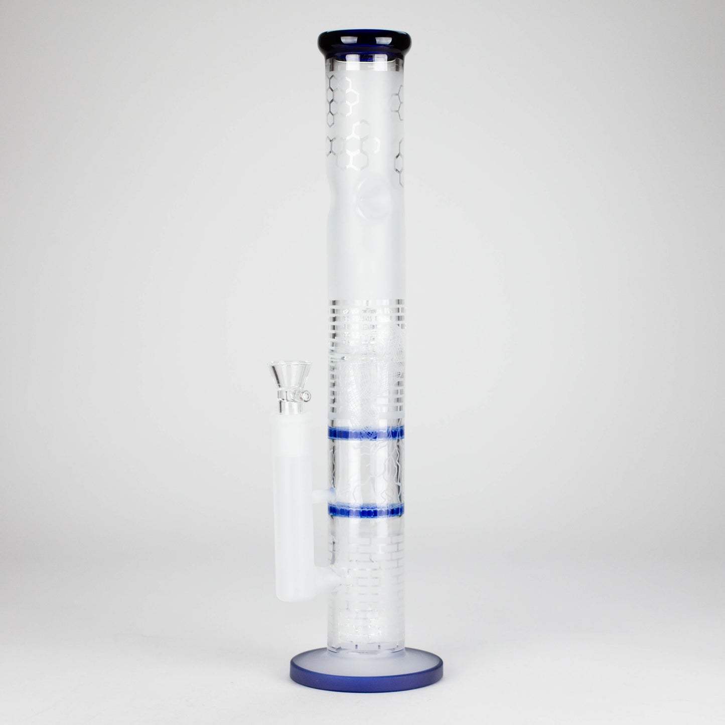 16.5" Straight Frosted Glass Bong with Dual Honeycomb Diffuser – Stemless Design