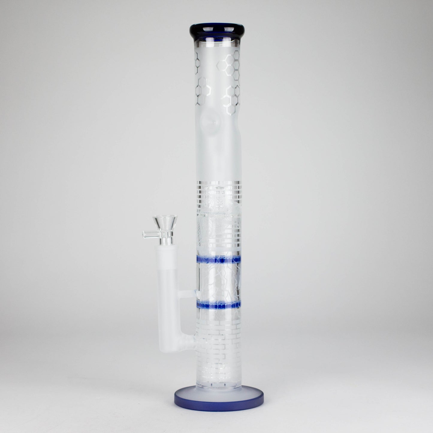 16.5" Straight Frosted Glass Bong with Dual Honeycomb Diffuser – Stemless Design
