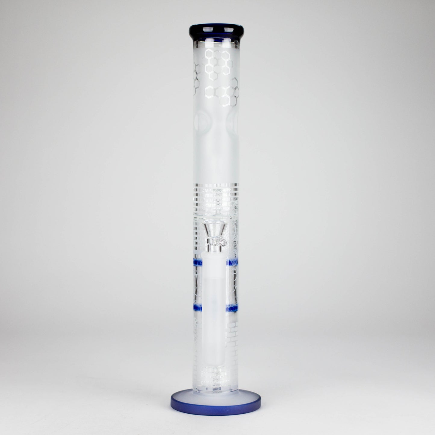 16.5" Straight Frosted Glass Bong with Dual Honeycomb Diffuser – Stemless Design