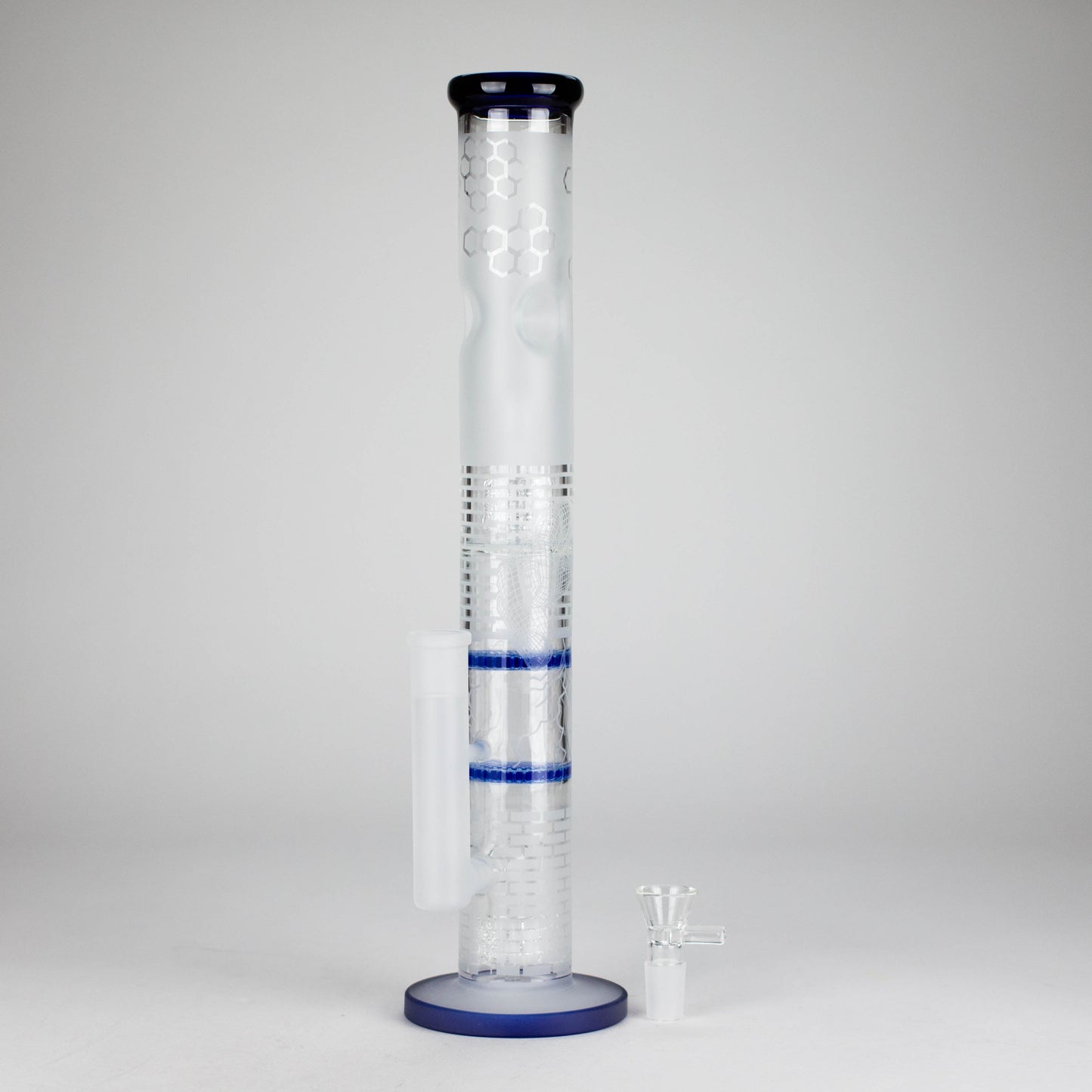 16.5" Straight Frosted Glass Bong with Dual Honeycomb Diffuser – Stemless Design