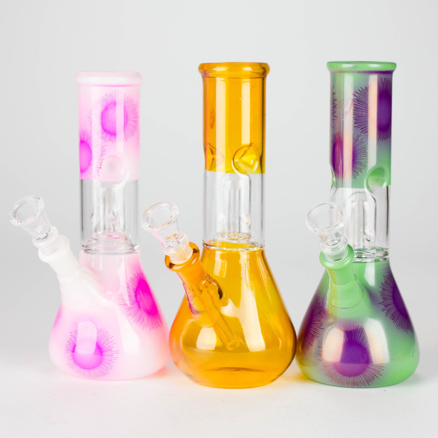 8" Dome Percolator Water Pipe – Beaker Base, Ice Catcher, Assorted Colors