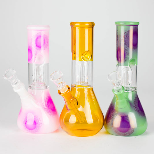 8" Dome Percolator Water Pipe – Beaker Base, Ice Catcher, Assorted Colors