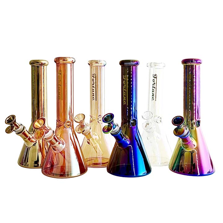 Fortune | 10" 5mm Electroplate Glass Bong- Assorted Colour