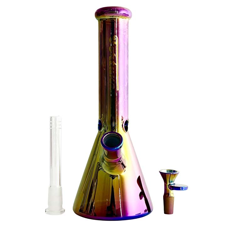 Fortune | 10" 5mm Electroplate Glass Bong- Assorted Colour