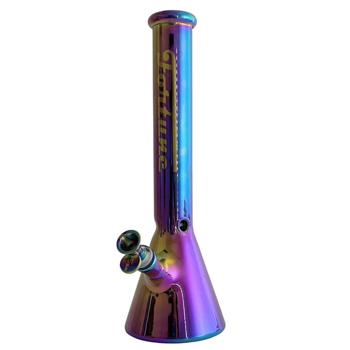 Fortune | 14" 4mm Electroplate Glass Bong- Assorted Colour