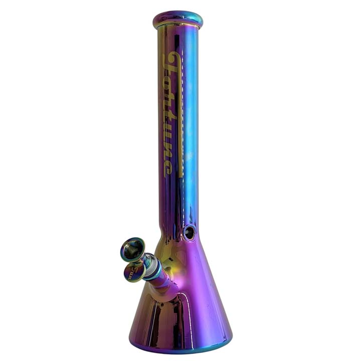 Fortune | 14" 4mm Electroplate Glass Bong- Assorted Colour