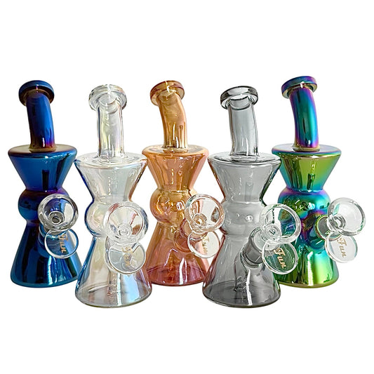 6" Hourglass Electroplate Glass Bong – Compact & Stemless