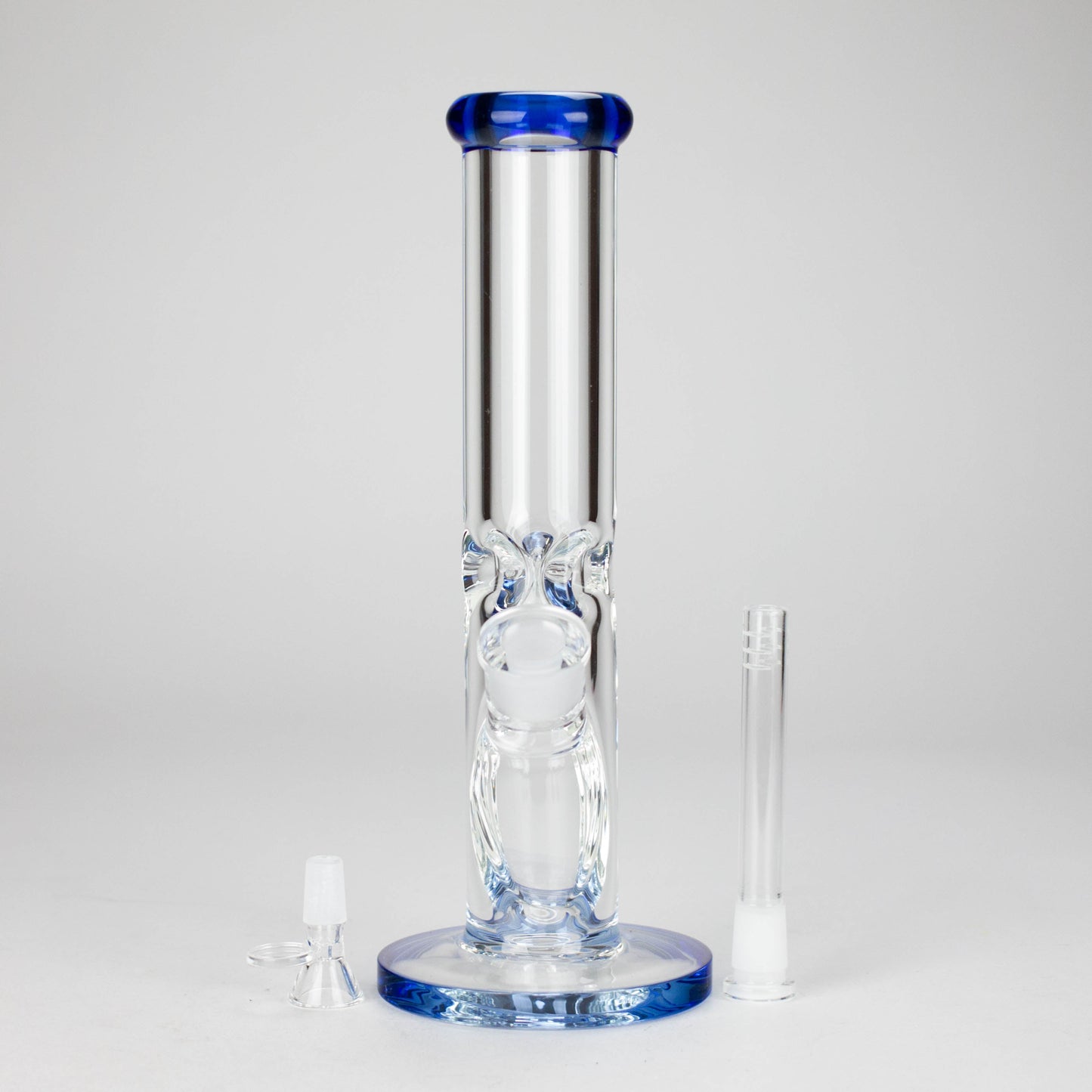 12″ 9mm Colored Accented Straight Tube Glass Bong (C1548)