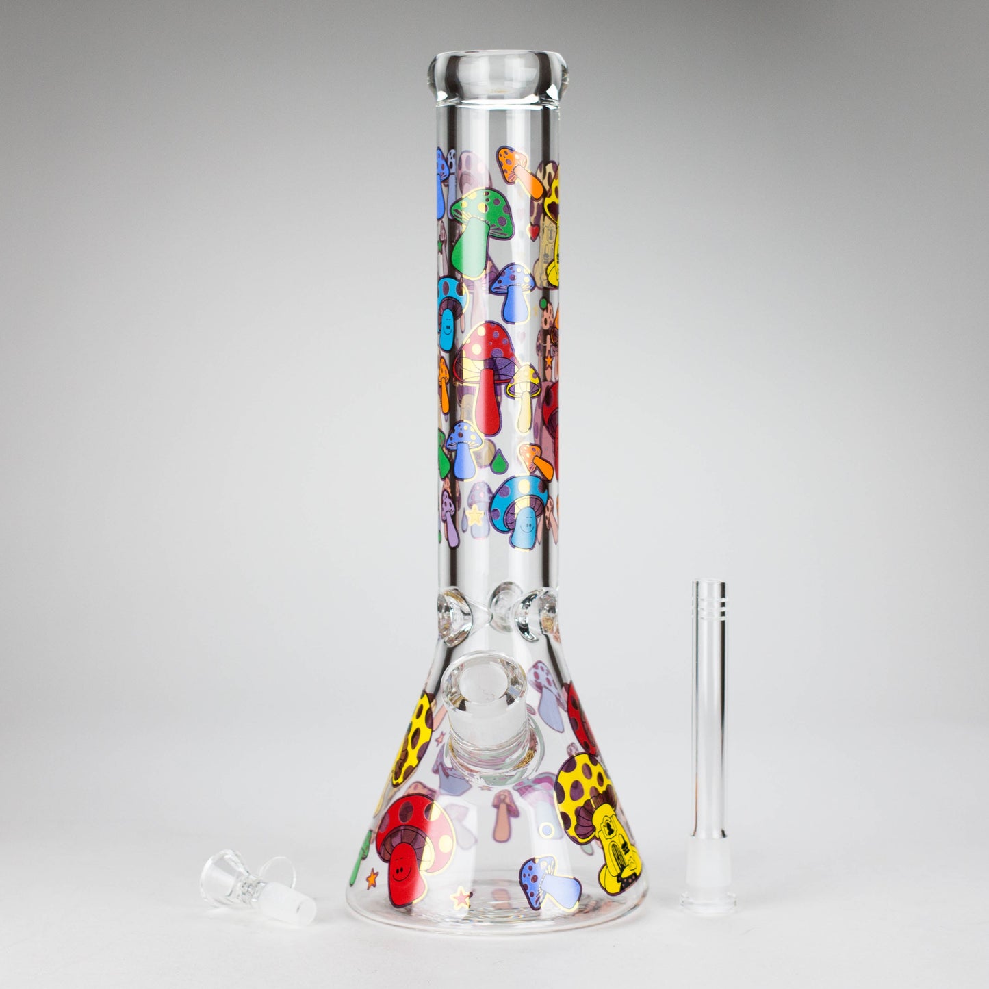 14" Mushroom Design Glass Bong – 7mm Thick with Ice Catcher