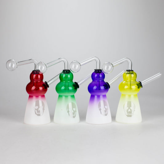 6" Flat Bottom Skull Glass Oil Burner – Compact Design with Assorted Colors