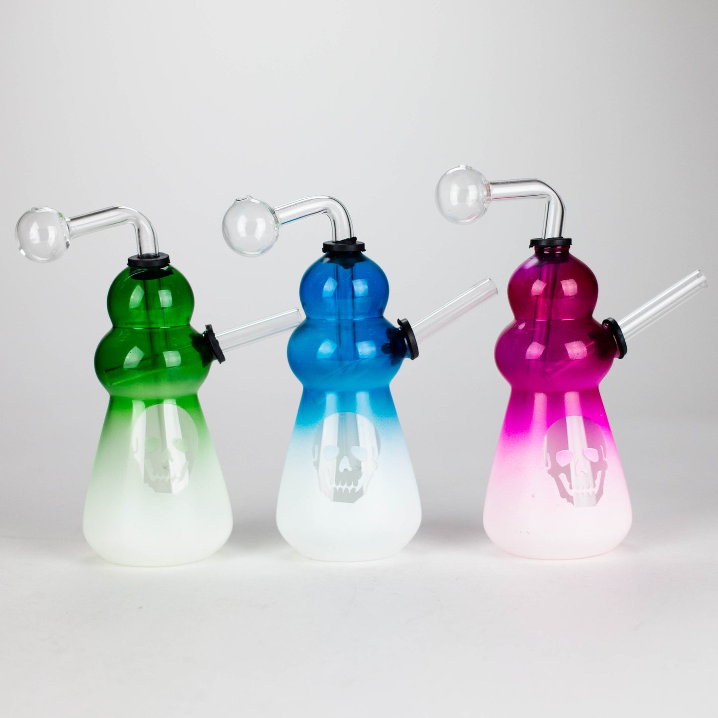 6" Round Bottom Skull Glass Oil Burner – Compact Design with Assorted Colors