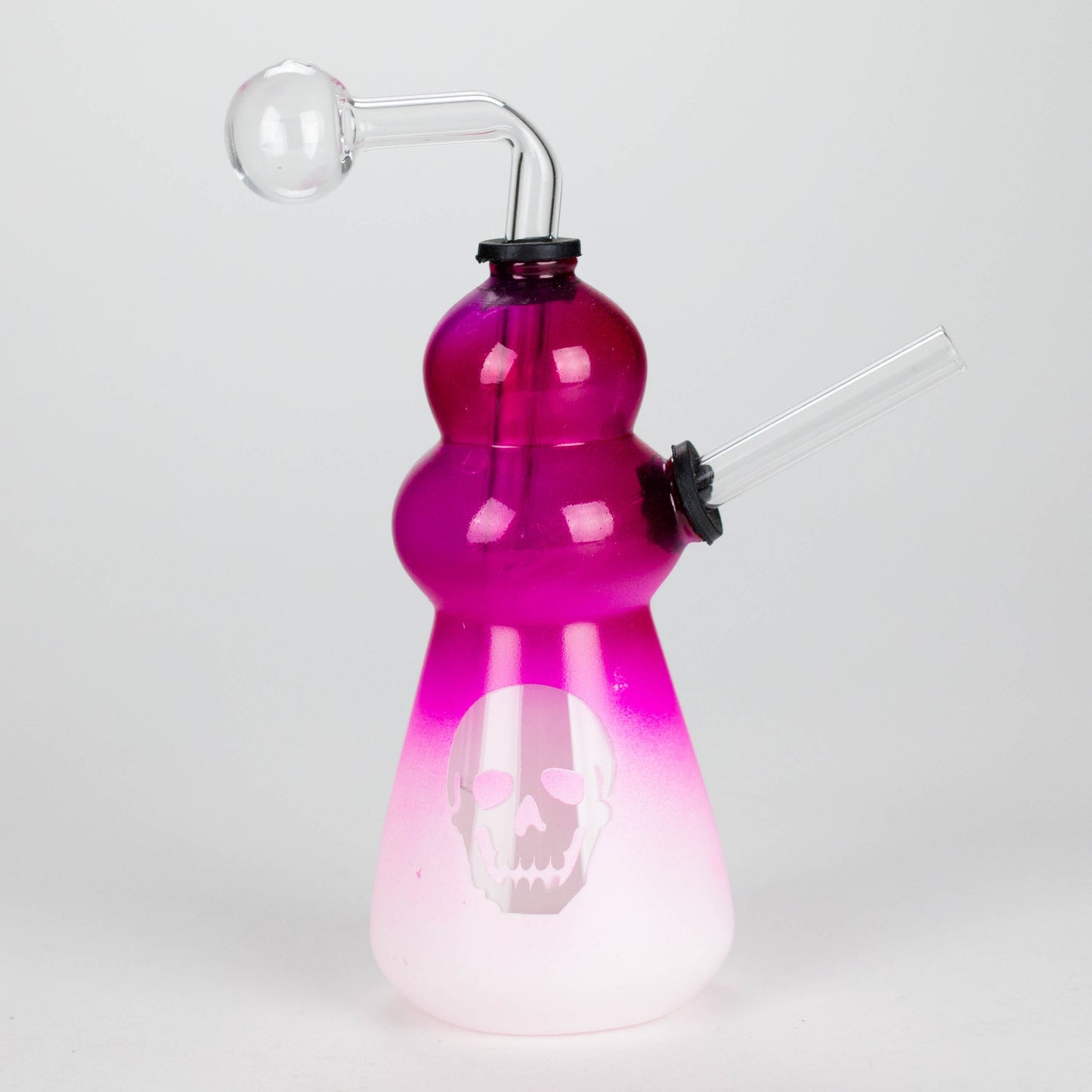 6" Round Bottom Skull Glass Oil Burner – Compact Design with Assorted Colors