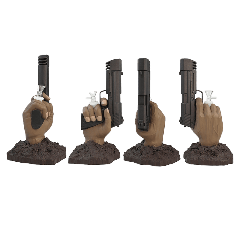 11″ Vinyl Hand Pistol Water Pipe with 14mm Glass Bowl