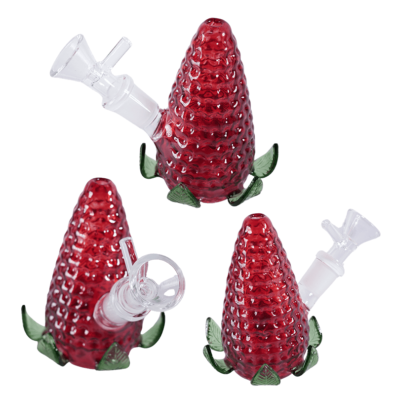 4″ Upright Strawberry Glass Bubbler – Red