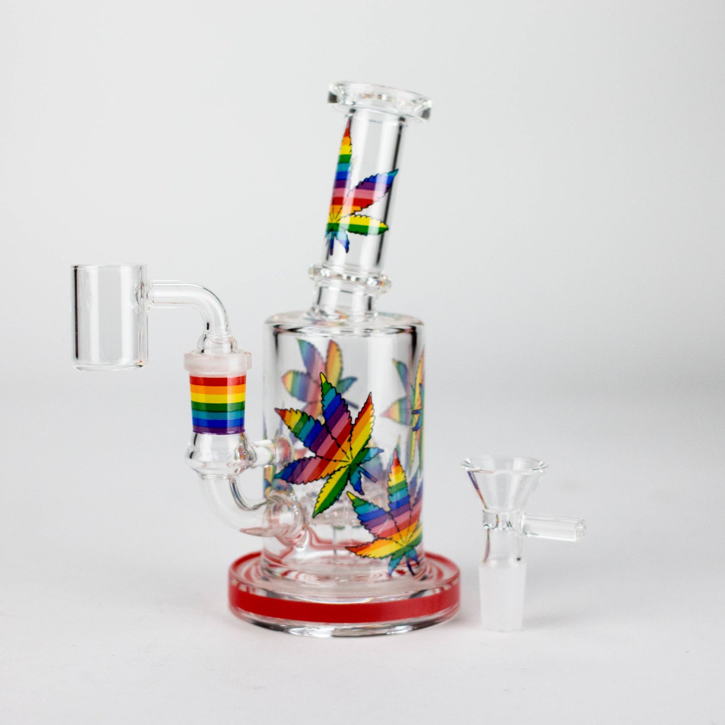 7" 2-in-1 Leaves Design Rig with Perc, Banger & Bowl Included