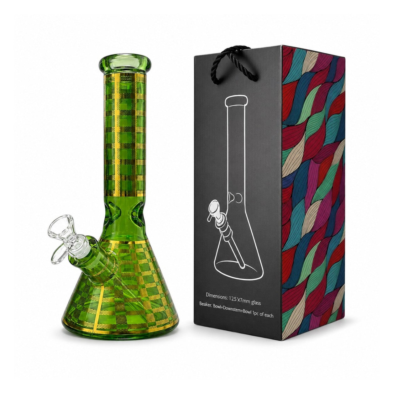 12.5" Plaid Beaker Bong with Gift Box