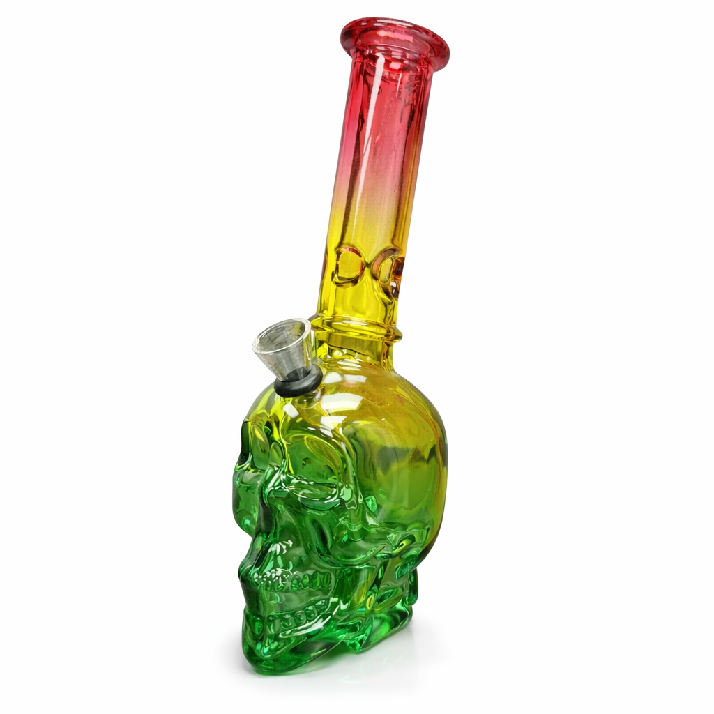 8″ Skull Glass Bong – Metallic Finish