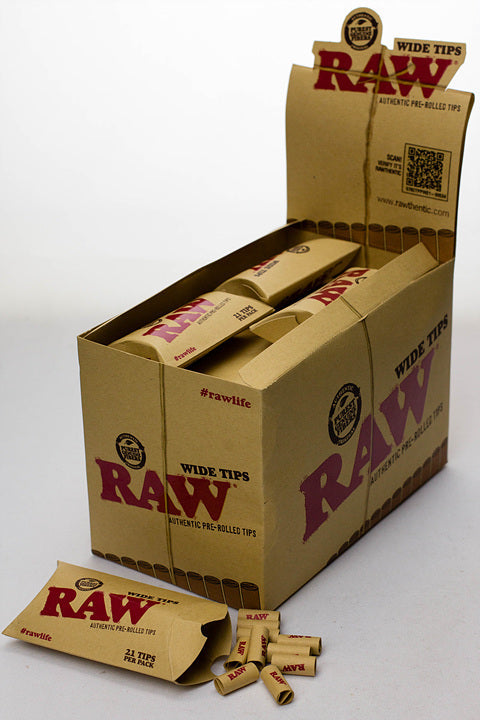 Raw Rolling paper pre-rolled wide filter tips - 20 packs