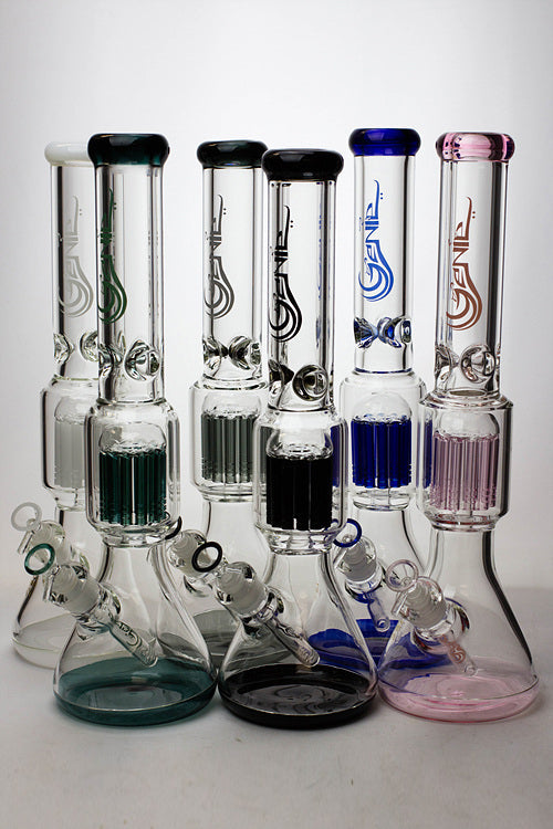 17.5" Genie 10-arm 9 mm colored bottom glass bong ( GE4180 )_0