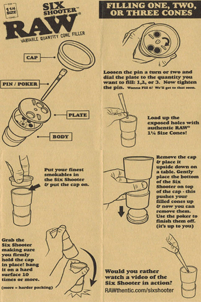 Raw six shooter for 1 1/4 size cones