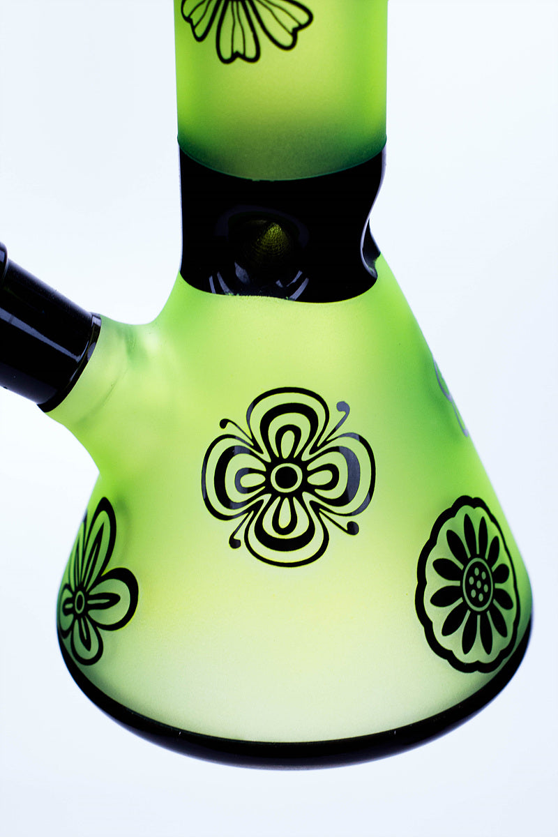 10" Sandblasted color glass water bong