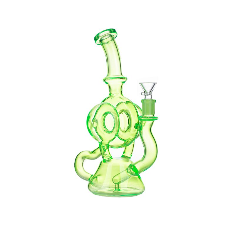 11″ Slim Green Recycler Glass Bong