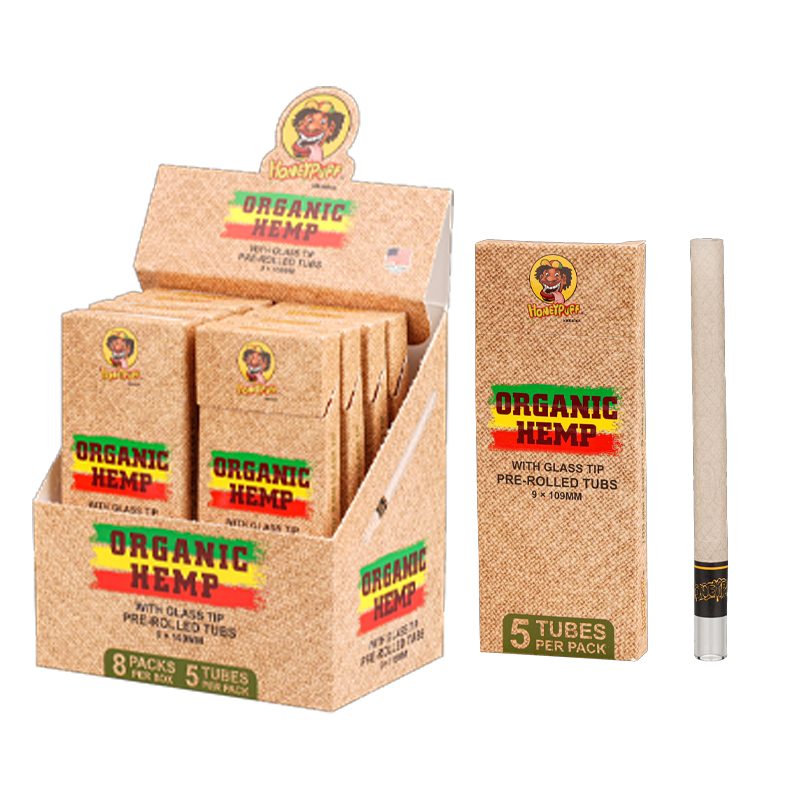 Honey Puff | Pre-Rolled Tubes with Glass Tip – Organic Hemp (Box of 8)
