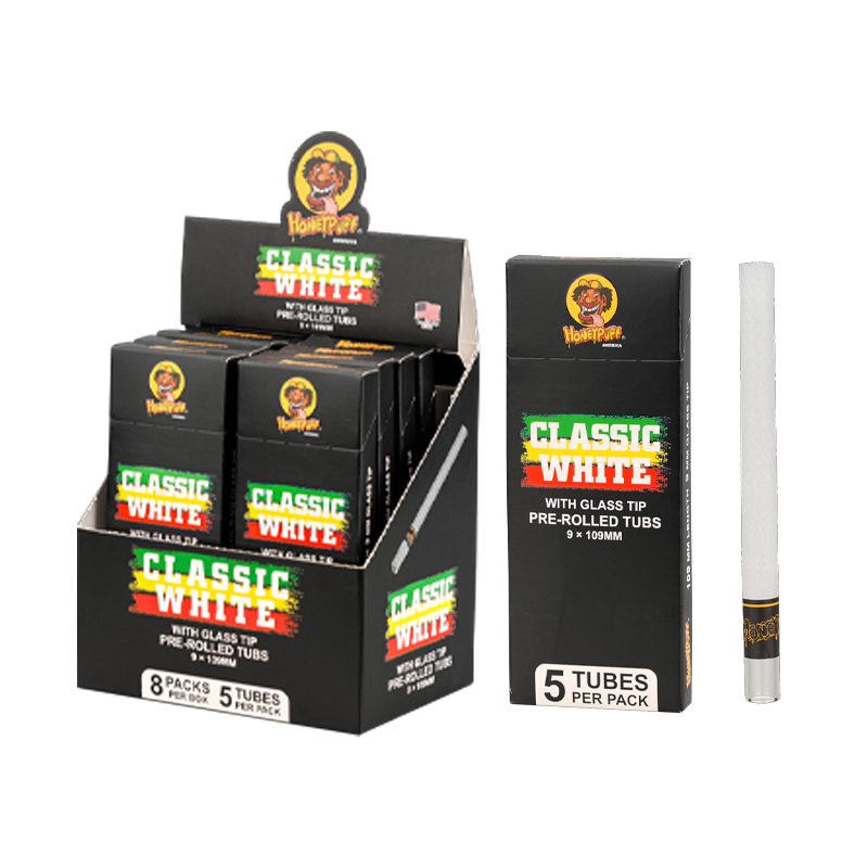 Honey Puff | Pre-Rolled Tubes with Glass Tip – Classic White (Box of 8)