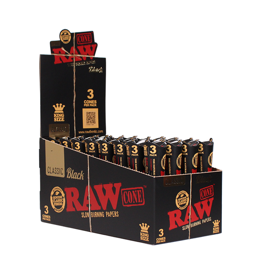 RAW | Black Natural King size Unrefined Pre-Rolled Cone