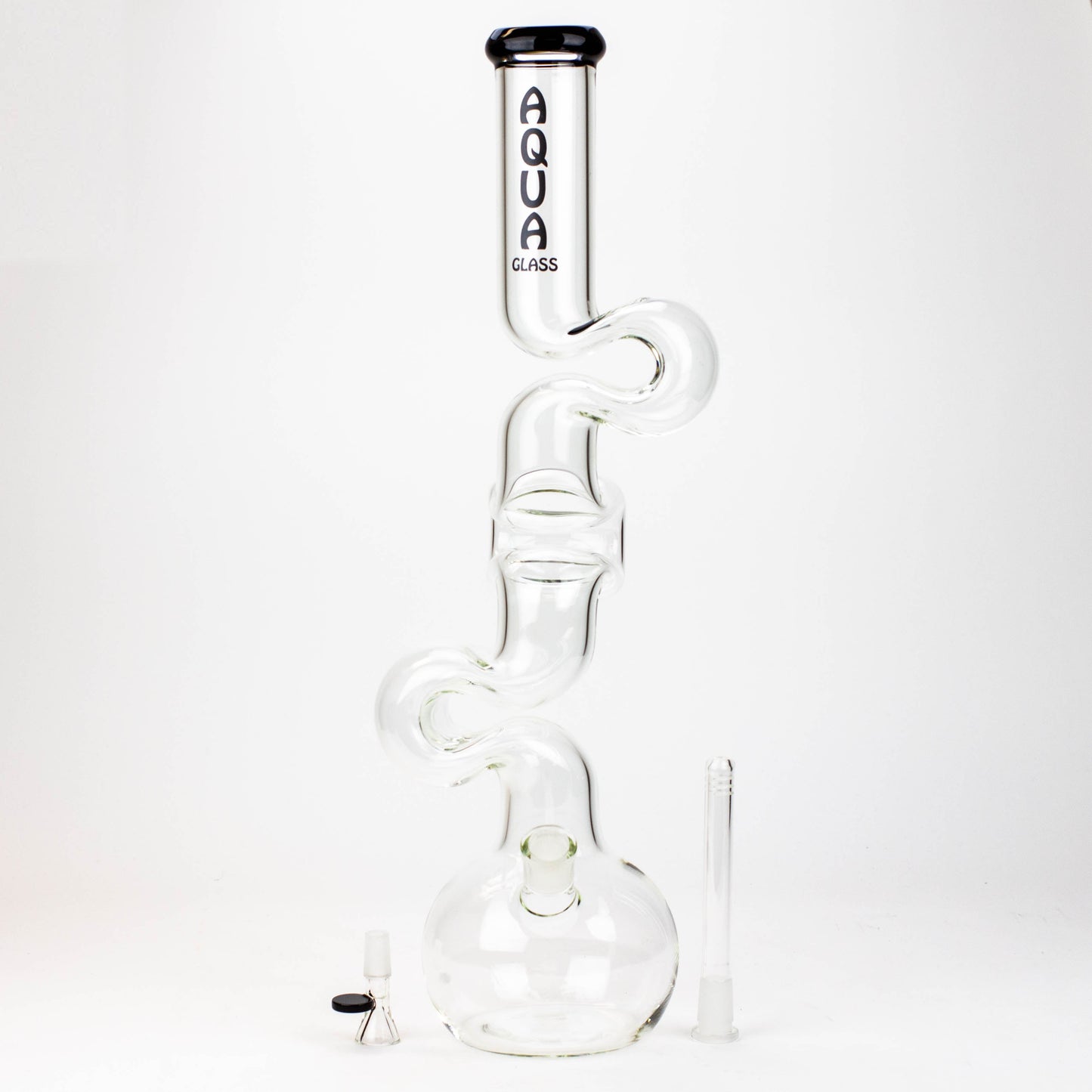 20" AQUA Glass Zig-zag glass water bong