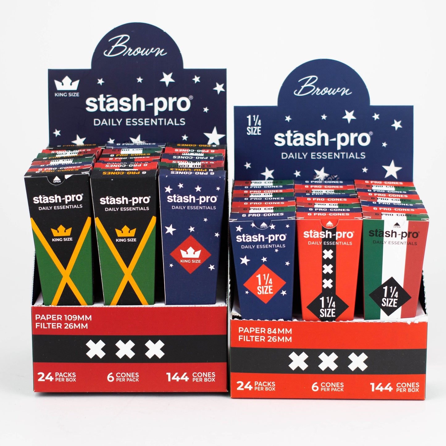 Stash-Pro | Unbleached (Brown) Pro 6 Cones box of 24_0