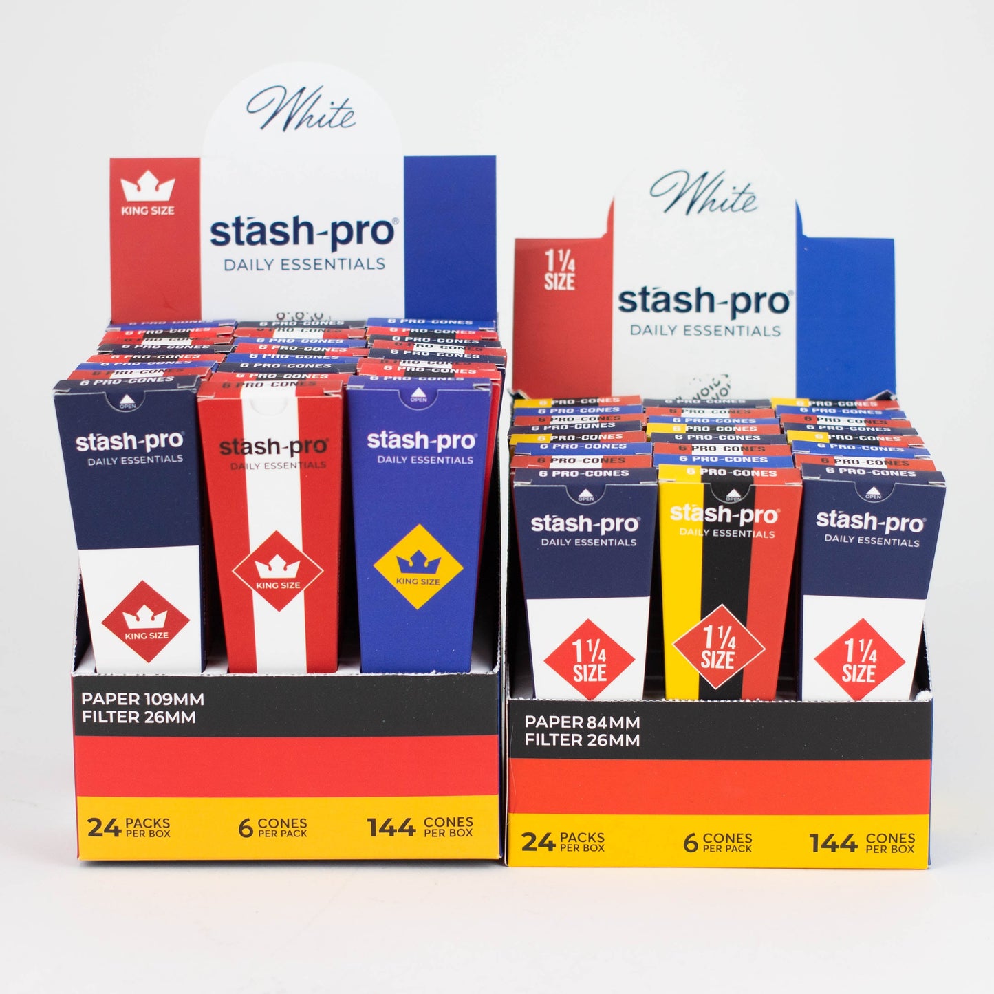 Stash-Pro | Bleached (White) Pro 6 Cones box of 24_0