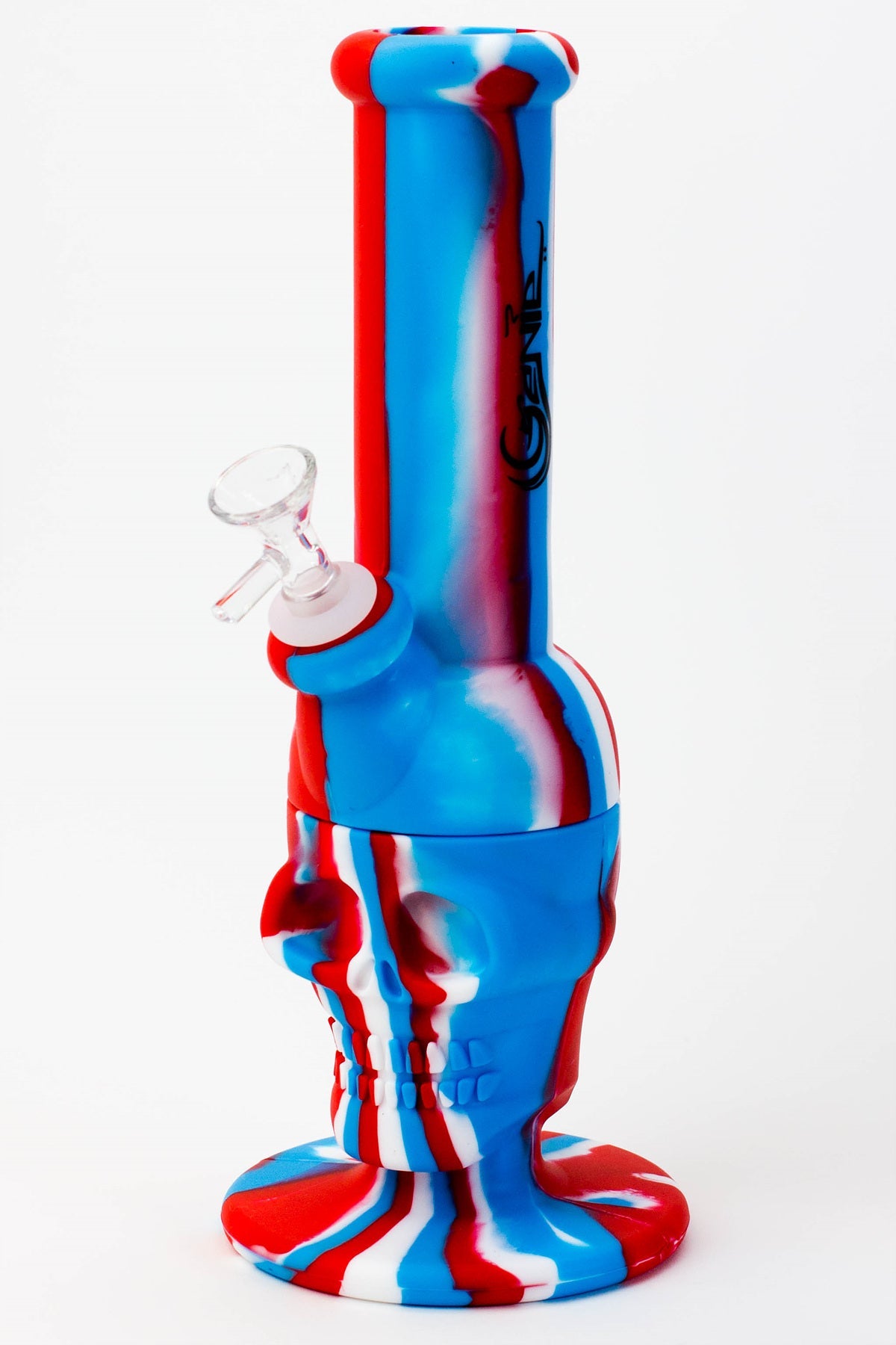11" Genie skull multi colored detachable silicone water bong_8