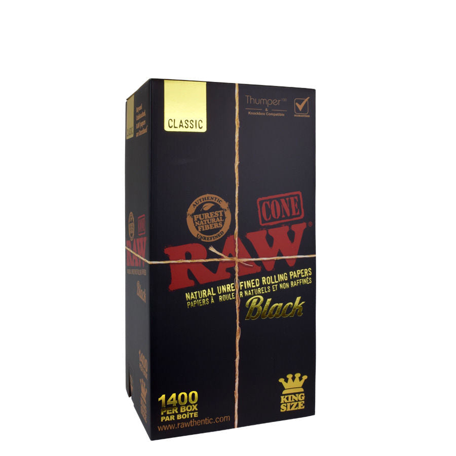 RAW | BLACK PRE-ROLLED CONES KING SIZE – BOX/1400
