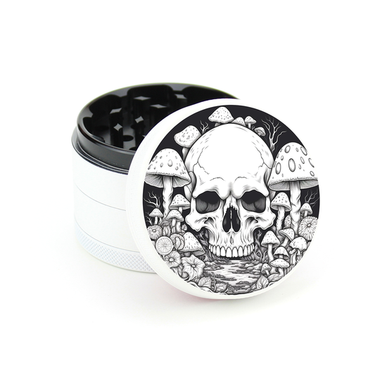 Green Star | 2.5" (63mm) Soft Touch Grinder - Skull and Mushrooms Design