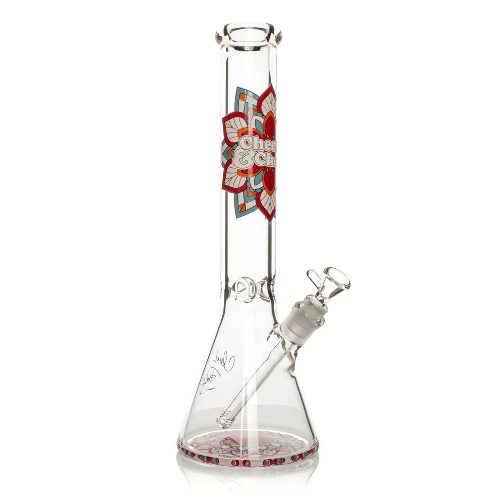 Cheech & Chong® Glass | 15" 7mm Thick Mandala Glow-in-the-Dark Water Pipe