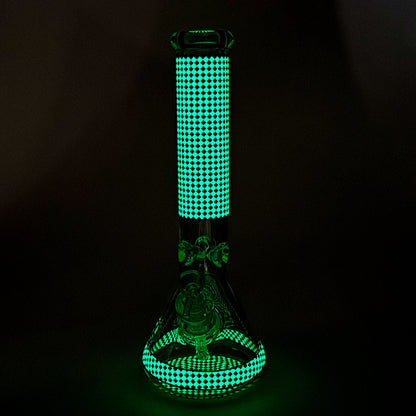 15" Grid Pattern Beaker Bong – Glow in the Dark
