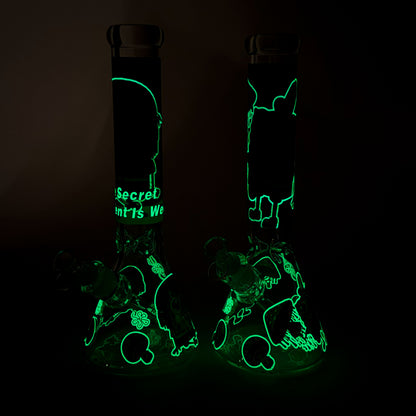 14" 7 mm Glass Bong With Cartoon Sponge Design