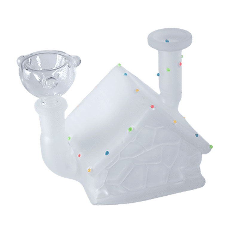 Little White House with Colorful Luminous Dots Water Bong
